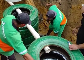 Prefeitura constrói fossa ecológica de baixo custo usando pneus em Guapimirim