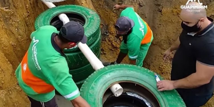 Prefeitura constrói fossa ecológica de baixo custo usando pneus em Guapimirim