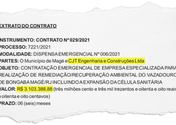 Magé faz contrato milionário sem licitação: Empresa vai receber R$ 3,1 milhões para recuperar o lixão de Bongaba