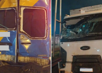 14 feridos em acidente entre van e ônibus na Rodovia Rio-Magé, em Duque de Caxias.