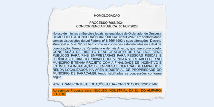 Empresa selecionada para fornecer caminhões de lixo em Paracambi por mais de R$ 16 milhões, recebeu uma área para se instalar na cidade.
