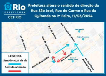 Alteração de sentido em ruas do Centro começa na próxima segunda-feira; veja as mudanças.